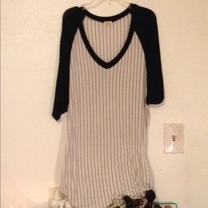 Black and white striped T shirt dress